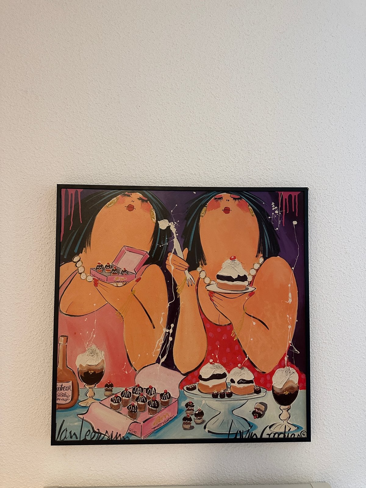 Kleurrijk Schilderij Van Leersum Vrolijk en Uniek, Ophalen, Ingelijst, Figuren