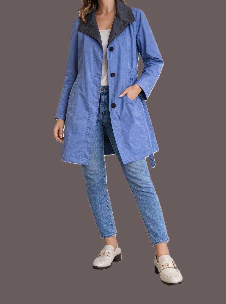 MILO trenchcoat maat XL, Blauw, Maat 46/48 (XL) of groter, Ophalen of Verzenden, Gedragen