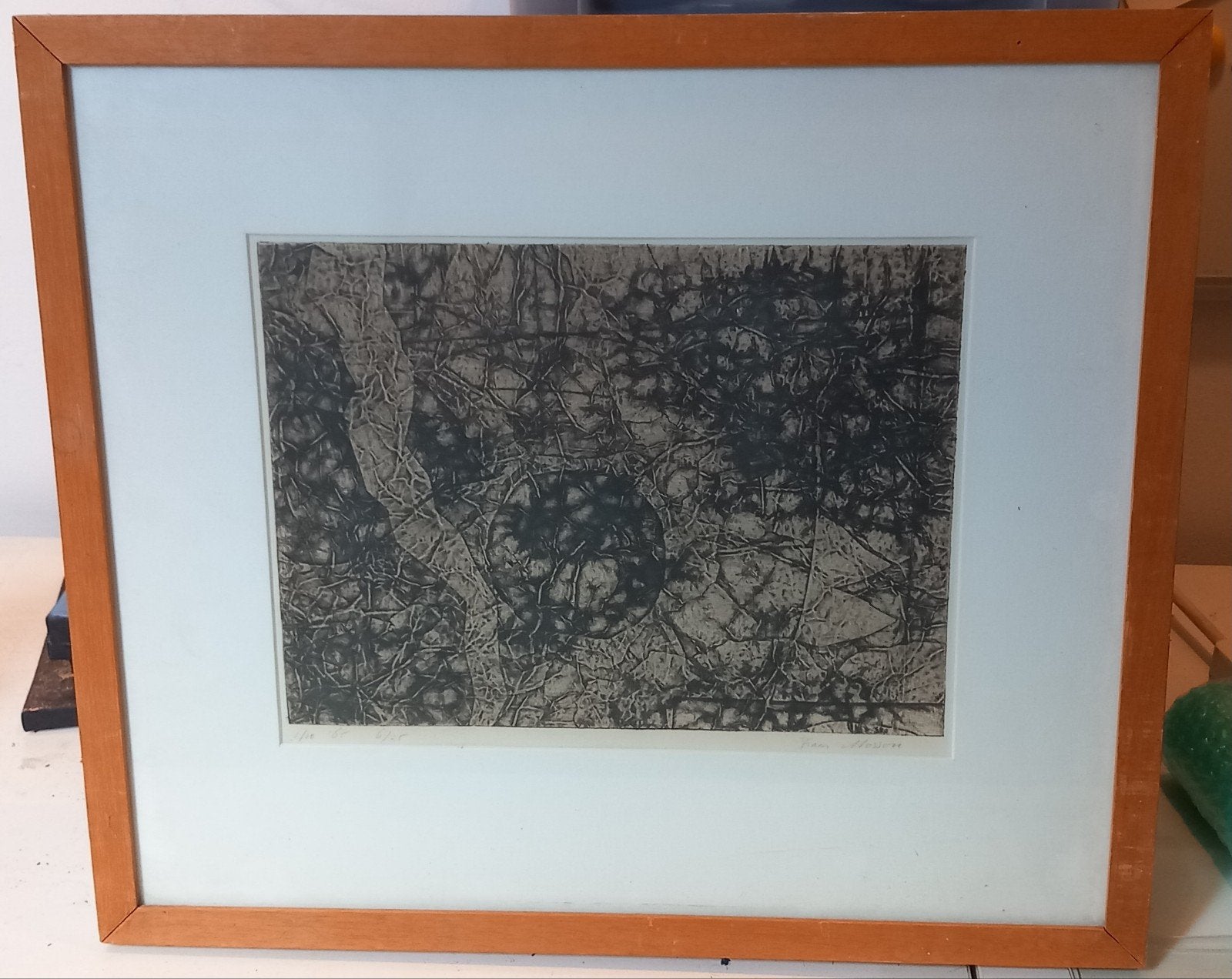 Frans Mossou - Abstracte Ets, gesigneerd en genummerd, Ophalen of Verzenden, Ets, Genummerd, 1950 - 1999