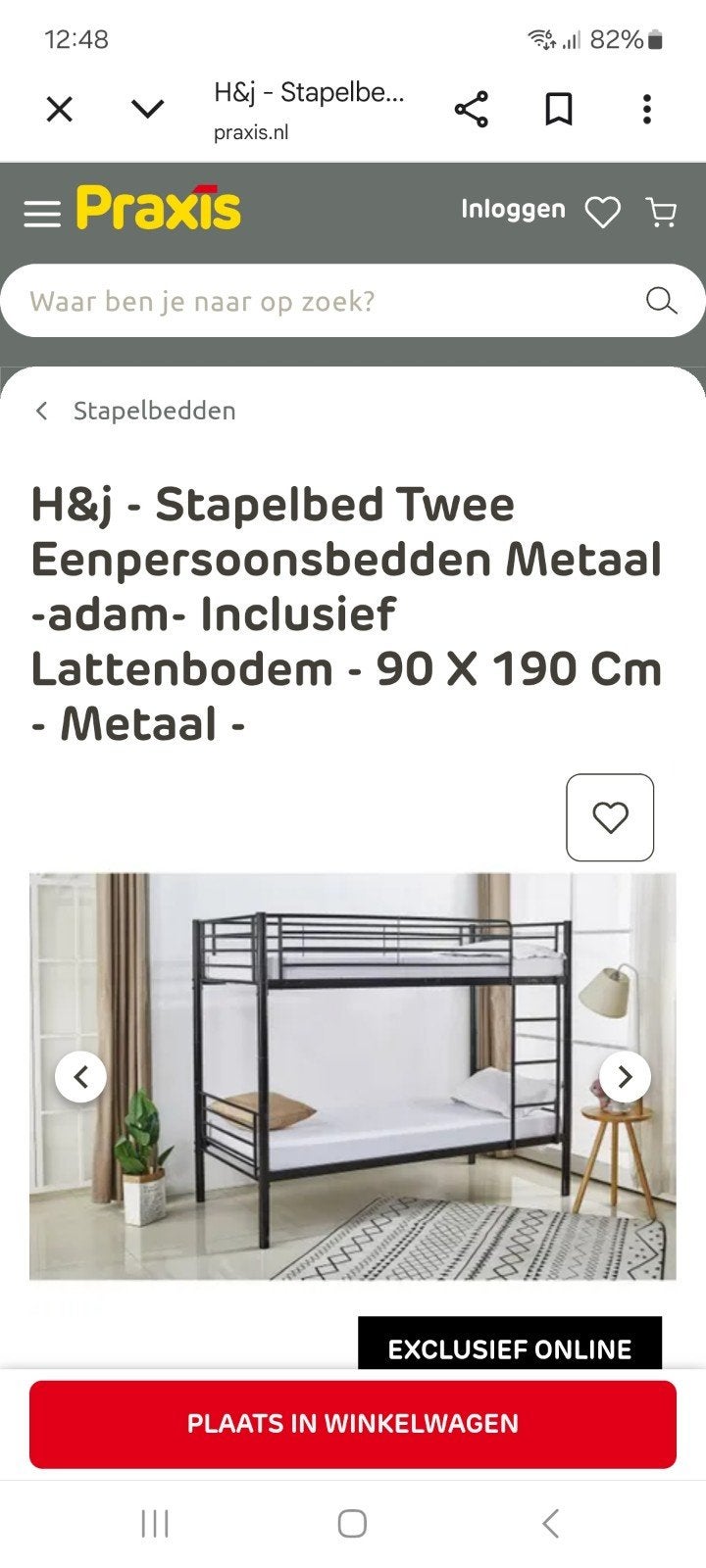 stapelbed 90 x 200, Ophalen, Gebruikt, 90 cm, Tweepersoons