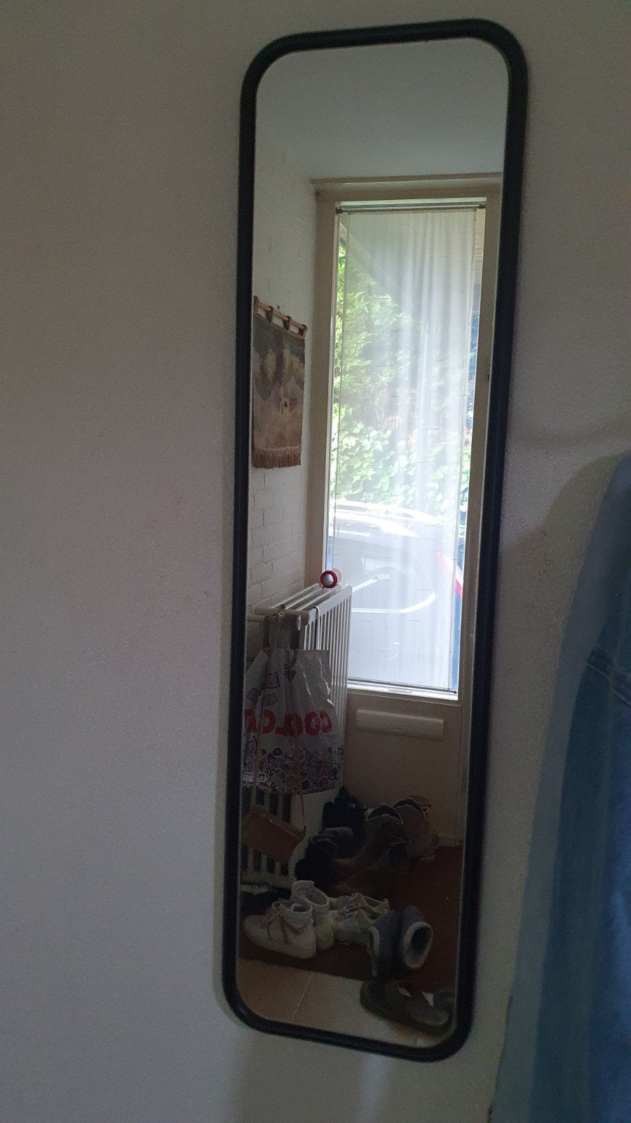 Moderne zwarte spiegel 24x90 cm - uitstekende staat, Minder dan 50 cm, Ophalen of Verzenden, Zo goed als nieuw, Minder dan 100 cm