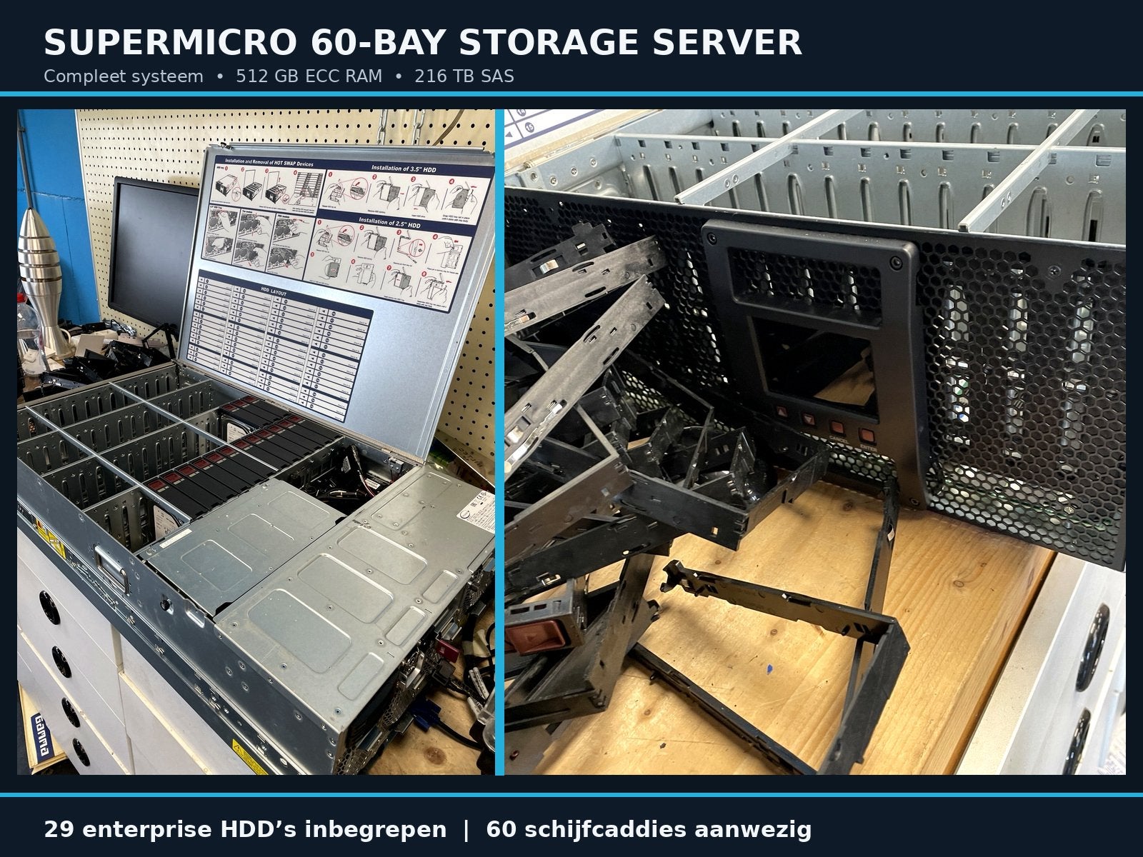 Supermicro 60-Bay Server | 512GB RAM | 216TB SAS | 2x Xeon |, Ophalen