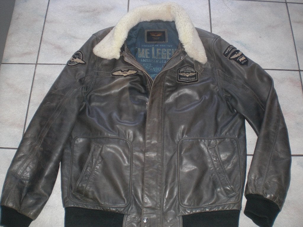 PME legend leren piloten jack met bontkraag xxxl, Bruin, Overige maten, Ophalen of Verzenden, PME Legend