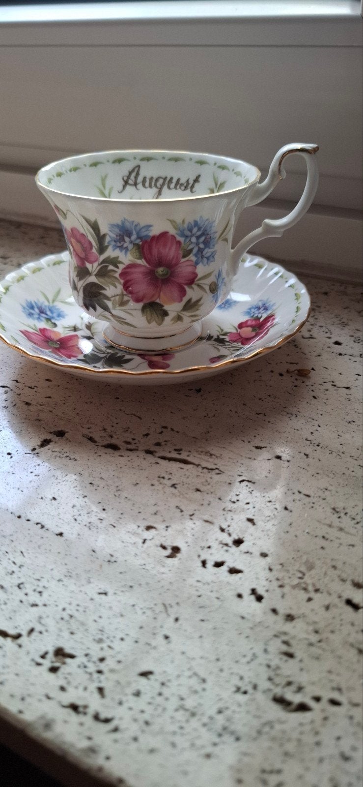 Vintage Royal Albert Maand Thee Kopje - Augustus, Ophalen of Verzenden