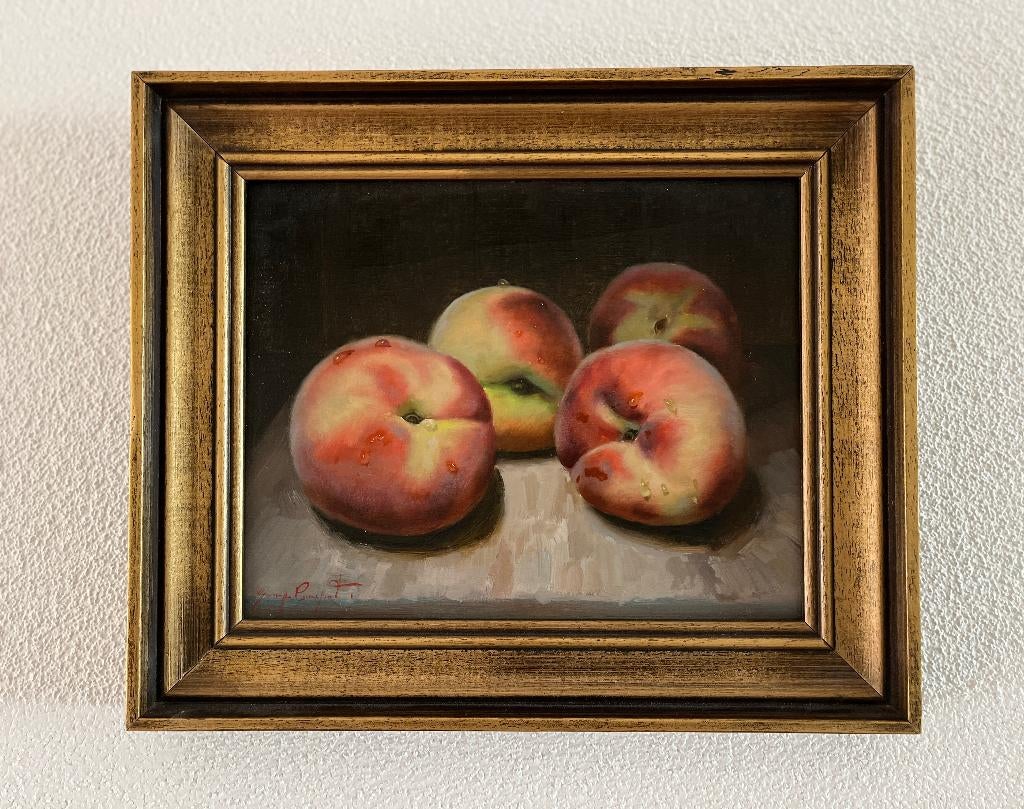 Schilderij pruimen op paneel. Giuseppe Cacciapuoti., Ophalen