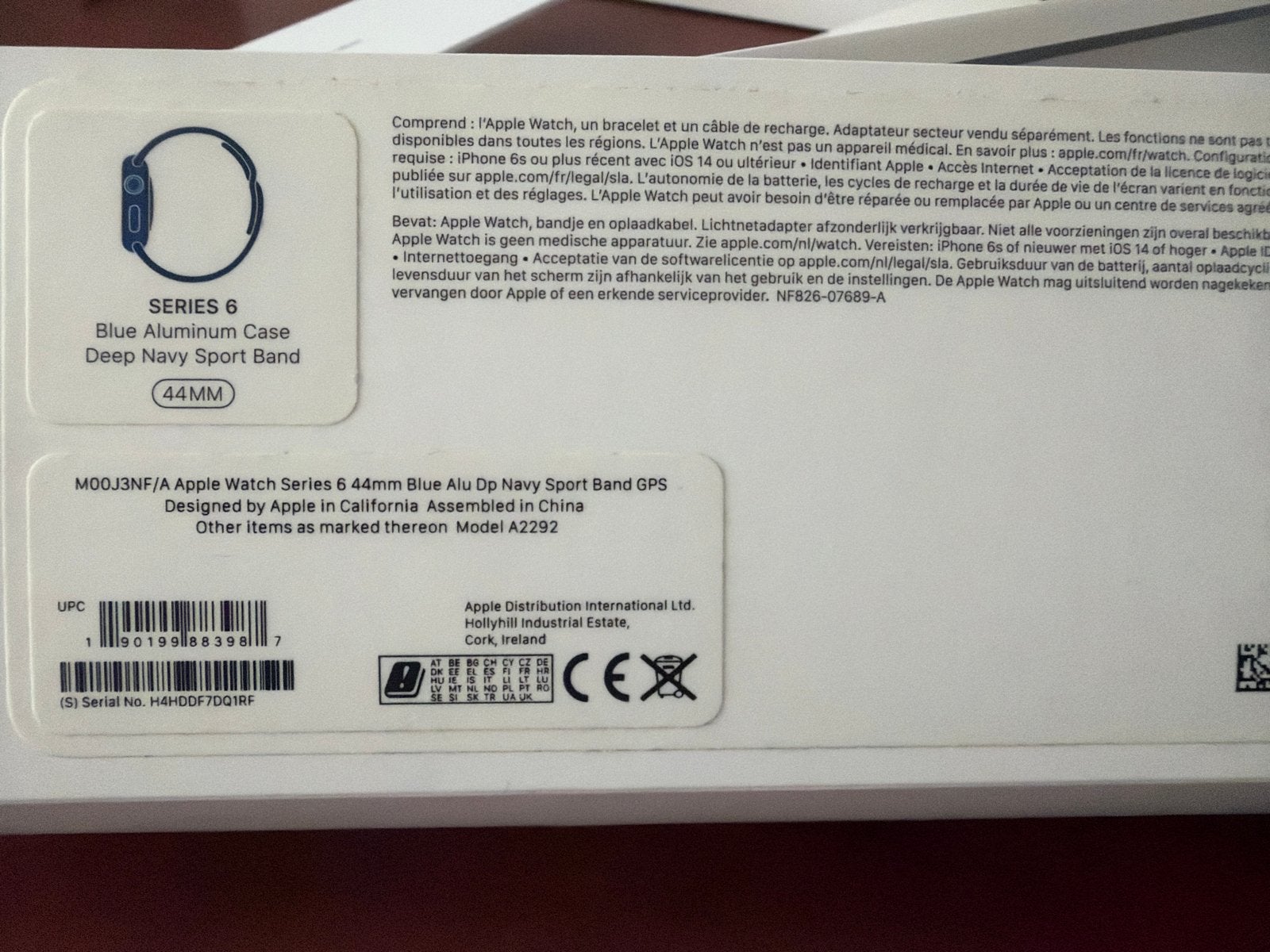 Lege doos Apple Watch Series 6 44mm met nieuw bandje M/L, Ophalen of Verzenden, Nieuw, Blauw