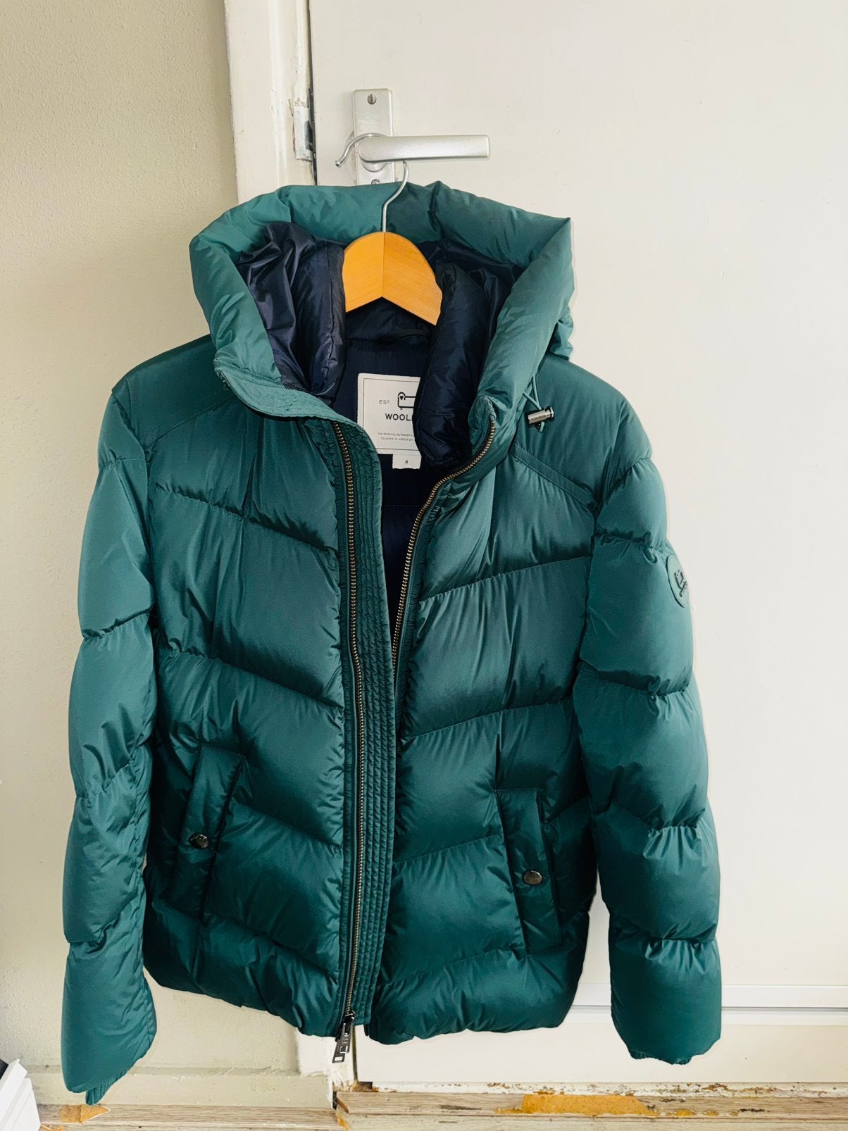 Woolrich jas unieke kleur- bon aanwezig! Maat S, Ophalen of Verzenden, Zo goed als nieuw, Maat 46 (S) of kleiner, Groen