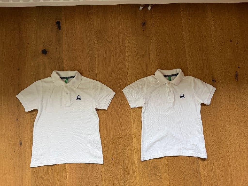 2 x polo wit Benetton maat 122, Kinderen en Baby's, Kinderkleding | Maat 122, Ophalen, Zo goed als nieuw, Shirt of Longsleeve