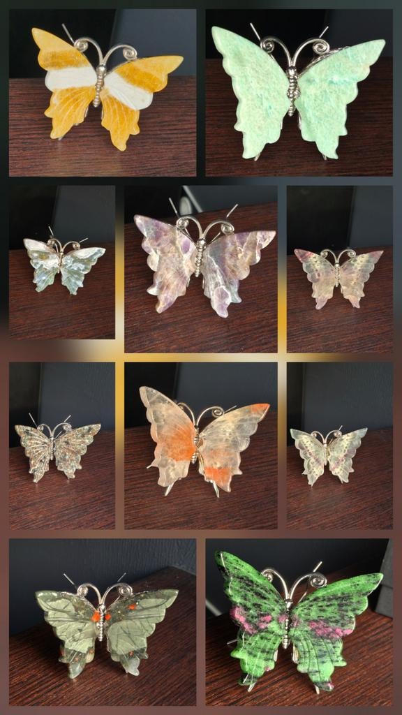 Edelsteen vlinders verschillende steensoorten, Ophalen of Verzenden, Nieuw, Meerkleurig, Decoratieobject