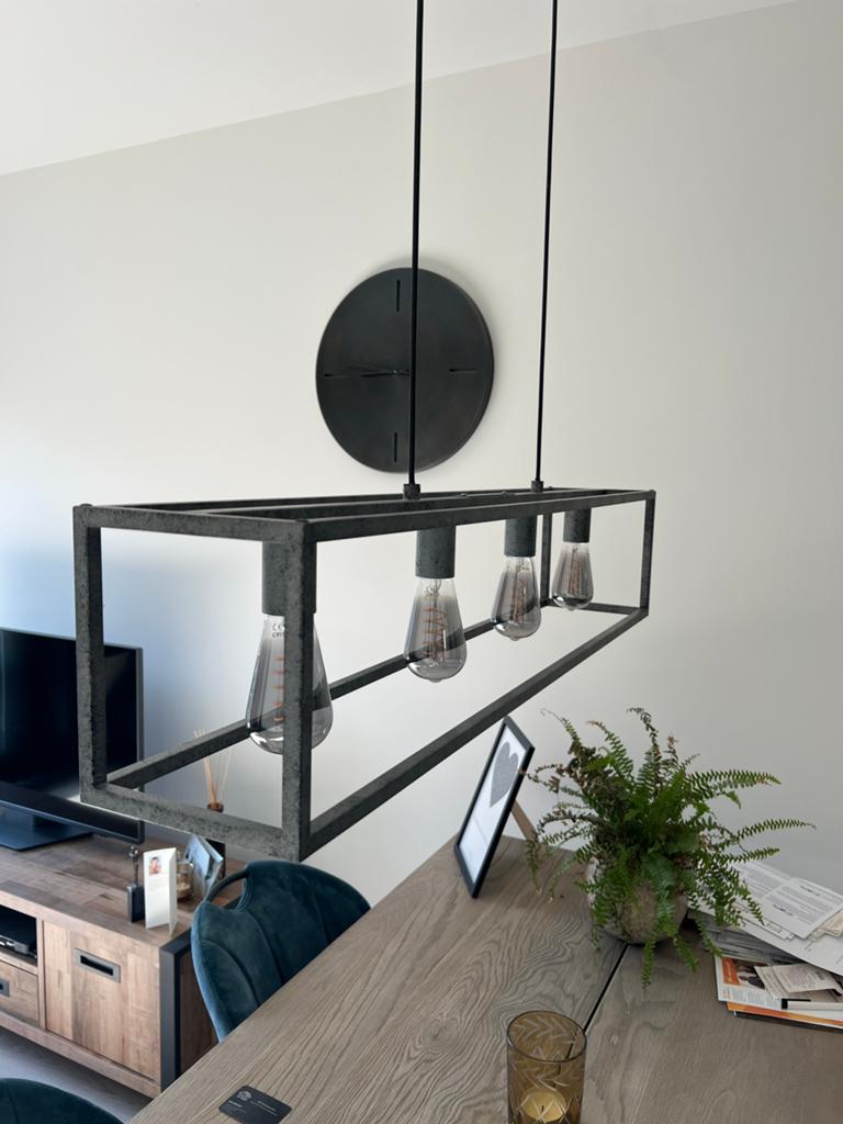 Hanglamp Industrieel incl 4 calex lampen, Ophalen, Zo goed als nieuw, Metaal, Minder dan 50 cm