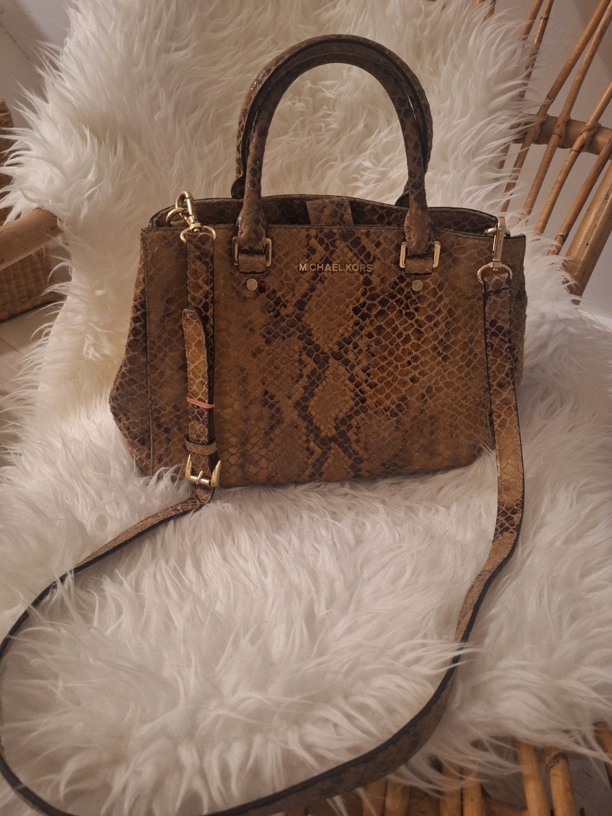 Michael Kors Handtas/Crossbody Slangenprint Bruin,, Ophalen of Verzenden, Nieuw, Bruin, Handtas