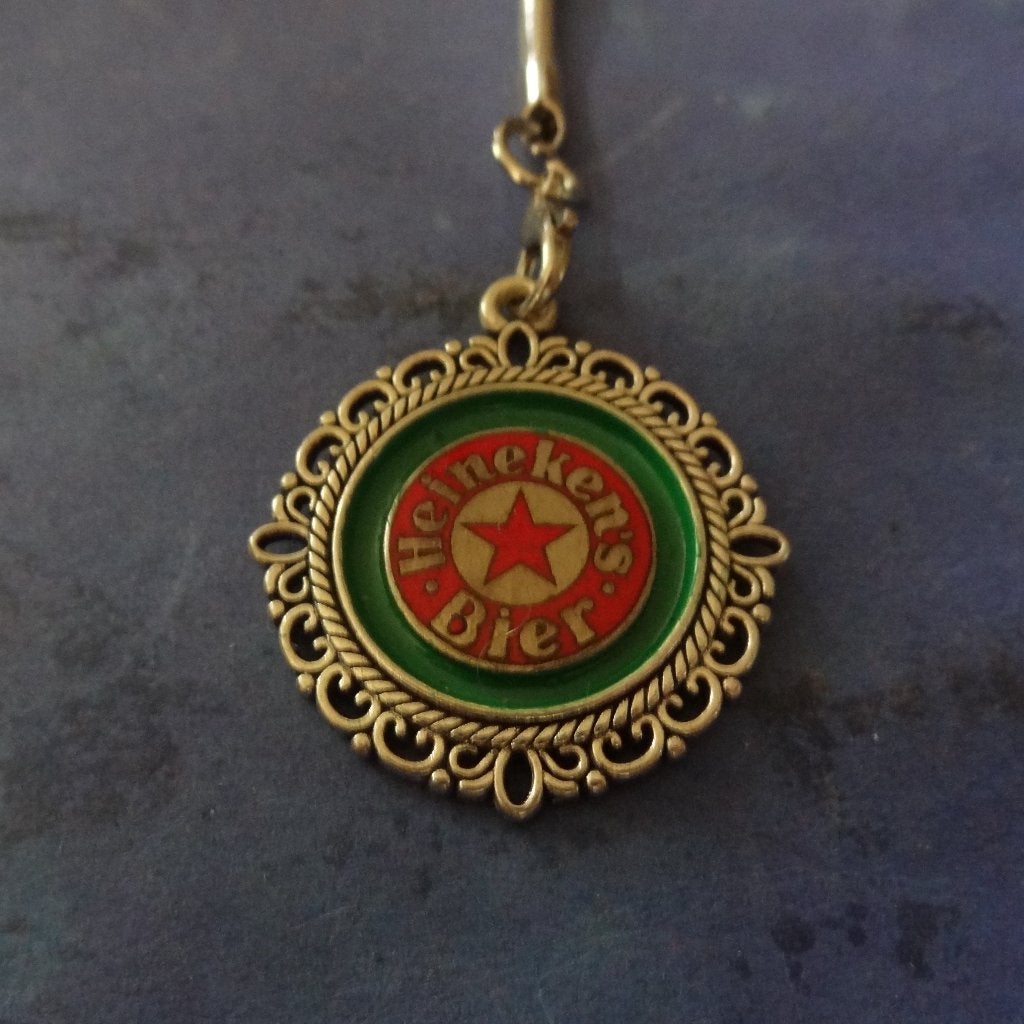 Heineken Bier Metalen Sleutelhanger met email logo No 2, Verzenden, Gebruikt, Overige typen, Heineken