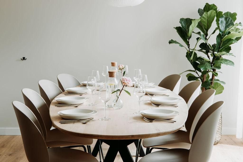 Actie massief eiken Deens ovale eettafel, 100 tot 150 cm, Deens, Ovaal, Eikenhout