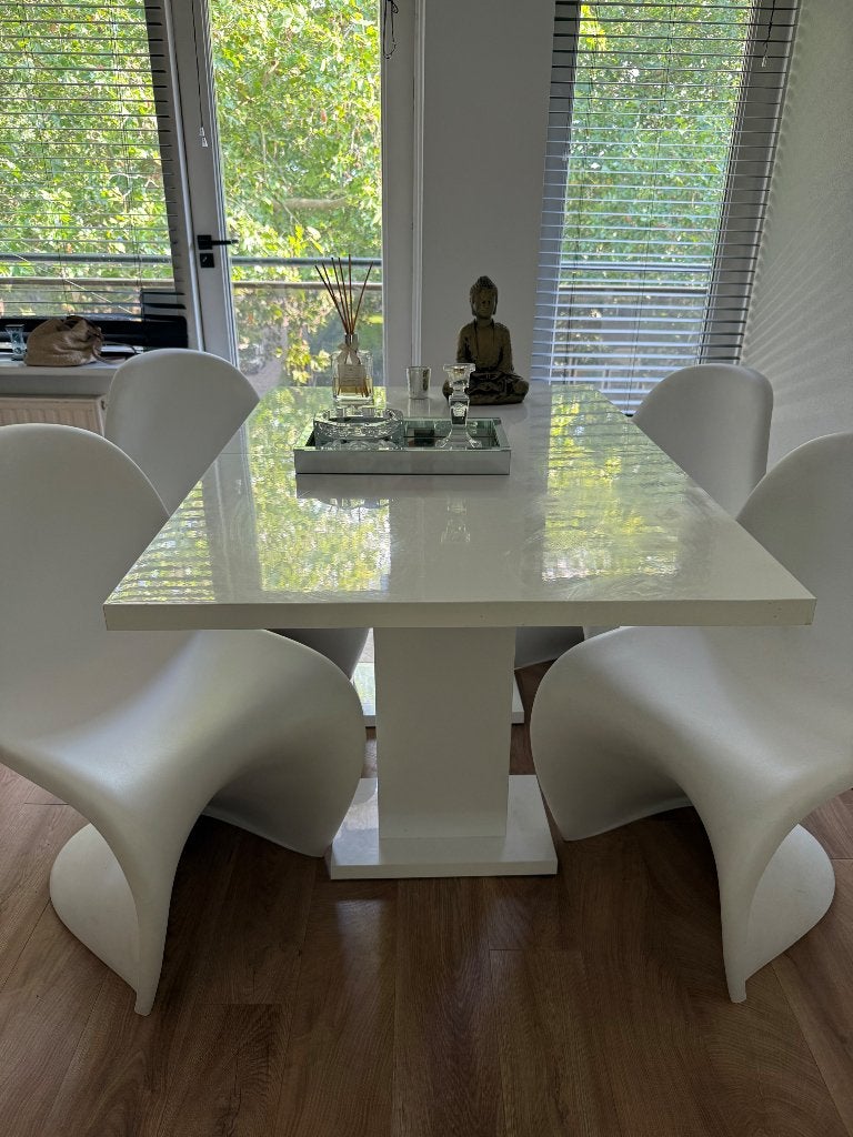 Eettafel met stoelen, Huis en Inrichting, Tafels | Eettafels, Ophalen, Gebruikt, Rechthoekig, 50 tot 100 cm