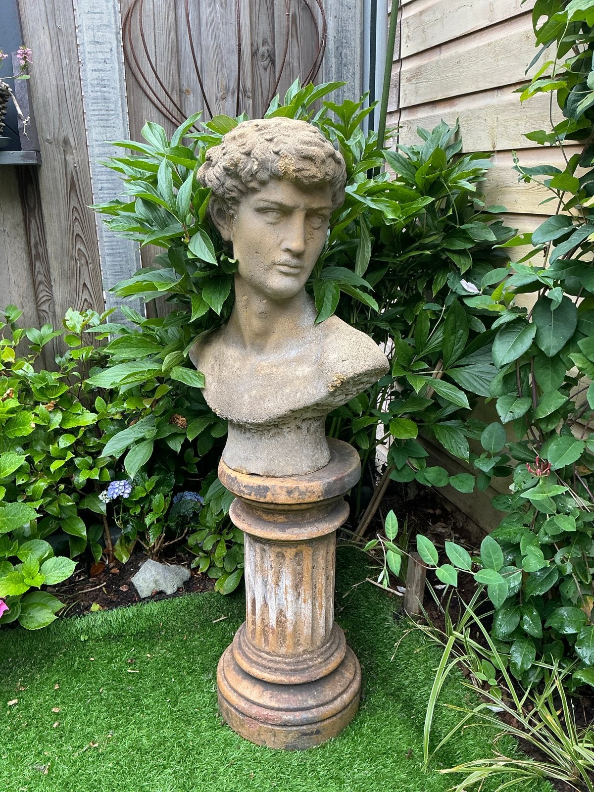 Stenen beeld van David - Klassieke buste op sokkel, Ophalen, 50 - 100 cm, Beeld, Man