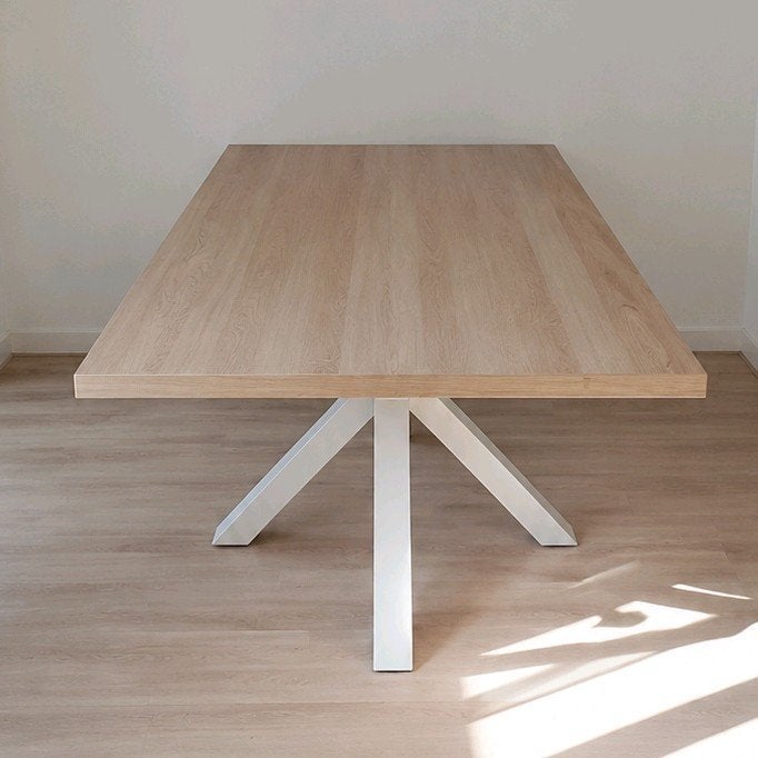 Unieke handgemaakte tafel met metalen poten - 160x100x80, Huis en Inrichting, Tafels | Eettafels, Overige houtsoorten, Modern, Industrieel
