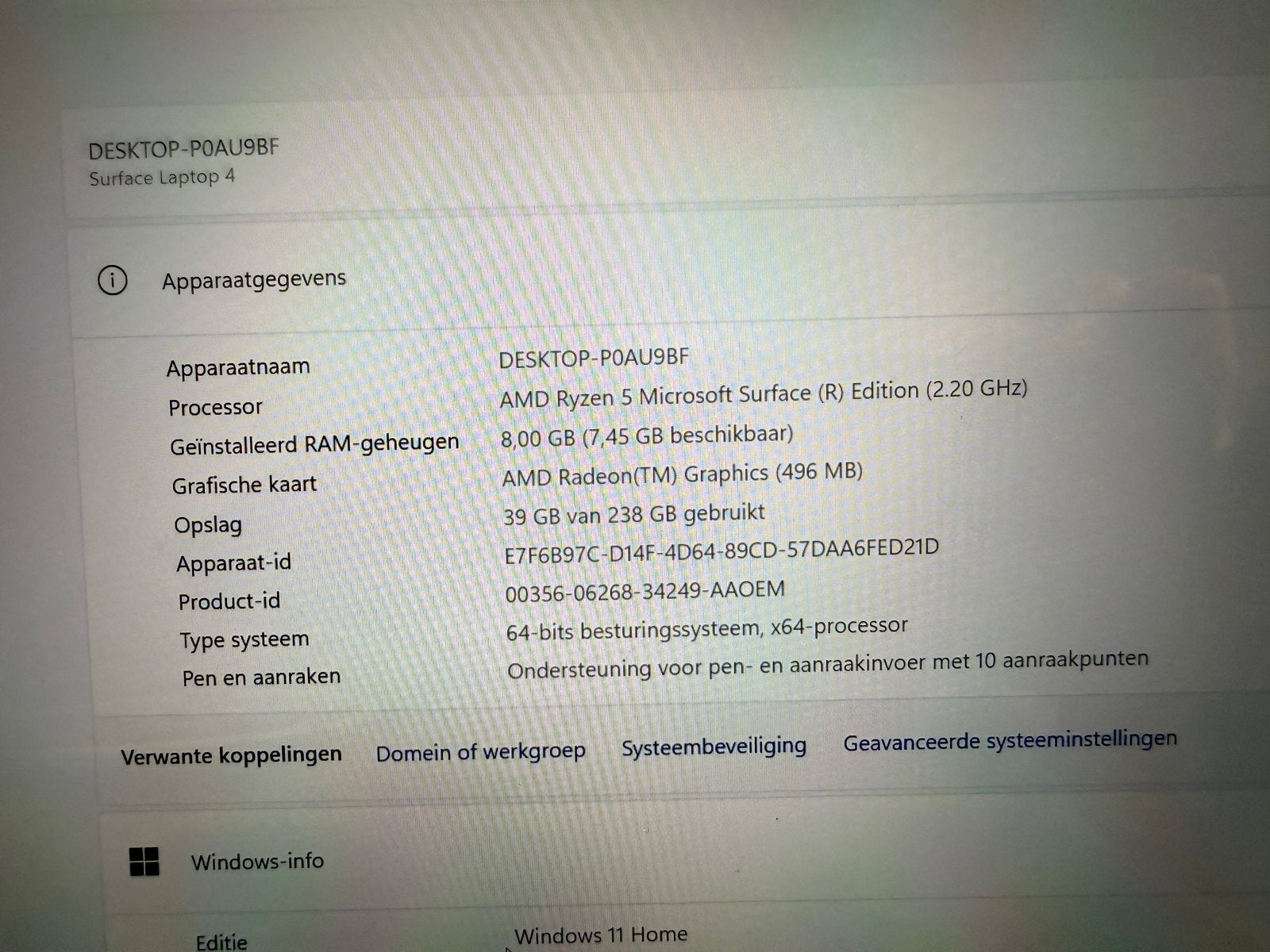 Microsoft Surface Laptop 4 - AMD Ryzen 5, 8GB RAM, 256GB SSD, Computers en Software, Windows Laptops, Ophalen, Gebruikt, 2 tot 3 Ghz