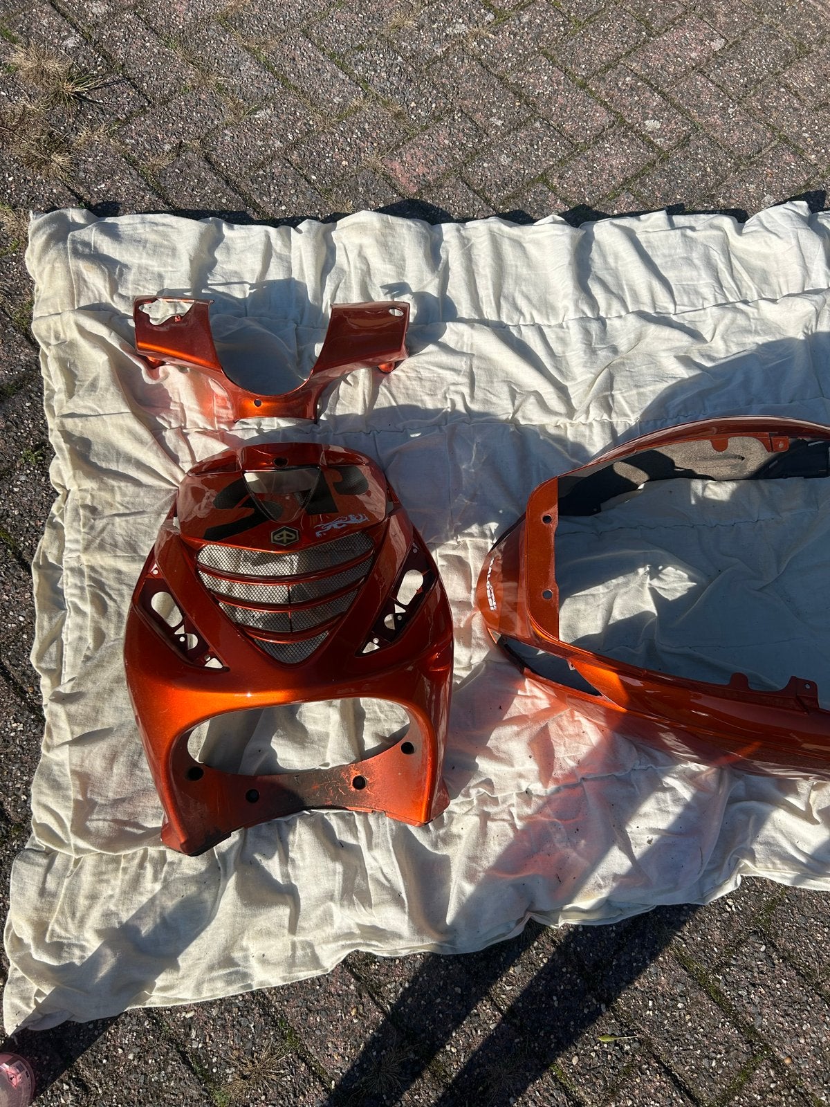 Oranje Piaggio Zip Kappen Set - Gebruikt, Ophalen, Gebruikt, Kap, Piaggio