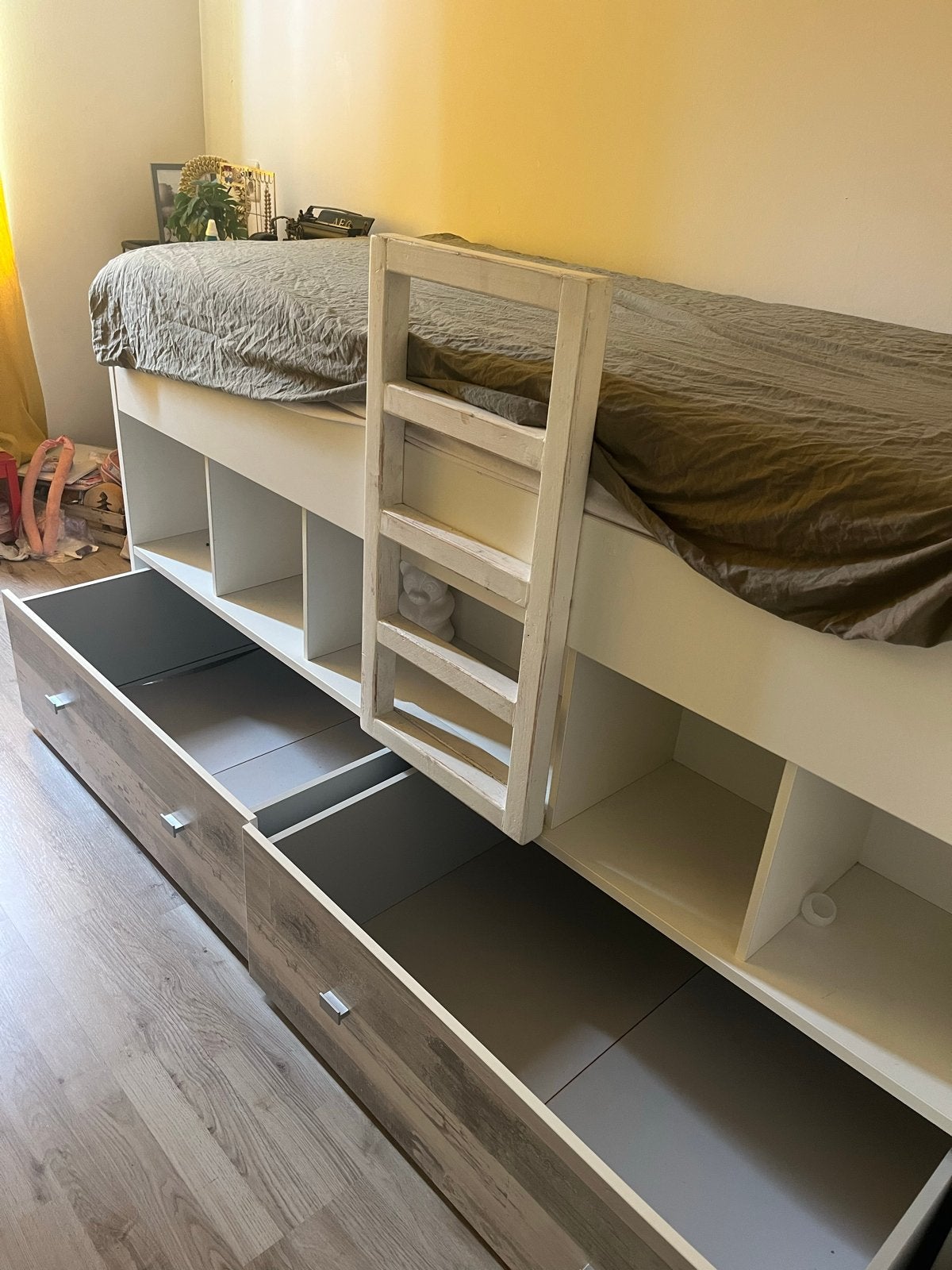 Gratis! Halfhoogslaper met opbergruimte en lades., Ophalen, Gebruikt, 90 cm, Eenpersoons