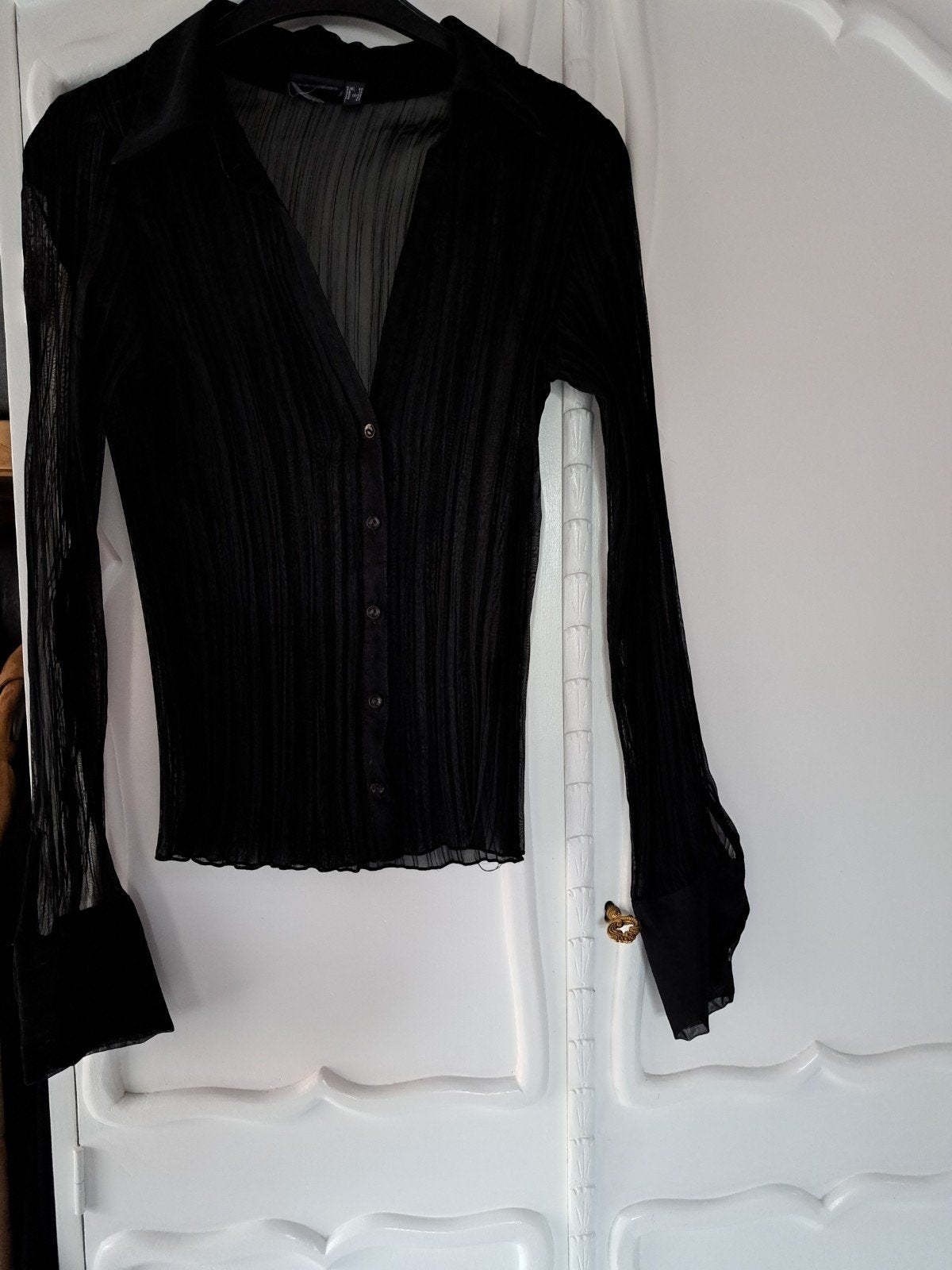 Transparante blouse in zwart, maat 40, Kleding | Dames, Blouses en Tunieken, Ophalen of Verzenden, Gedragen, Maat 38/40 (M), Zwart