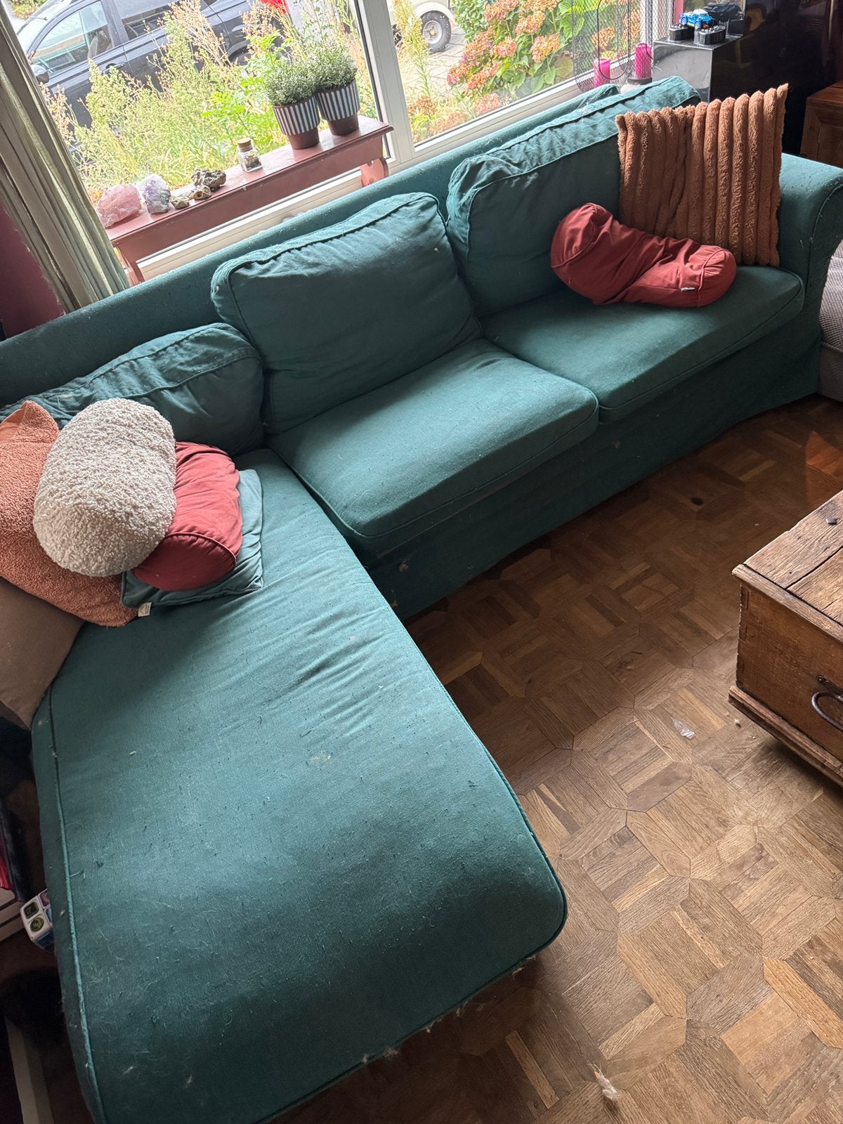 Ektorp Ikea bank 3 zit chaise longue, Huis en Inrichting, Ophalen, Gebruikt, Stof
