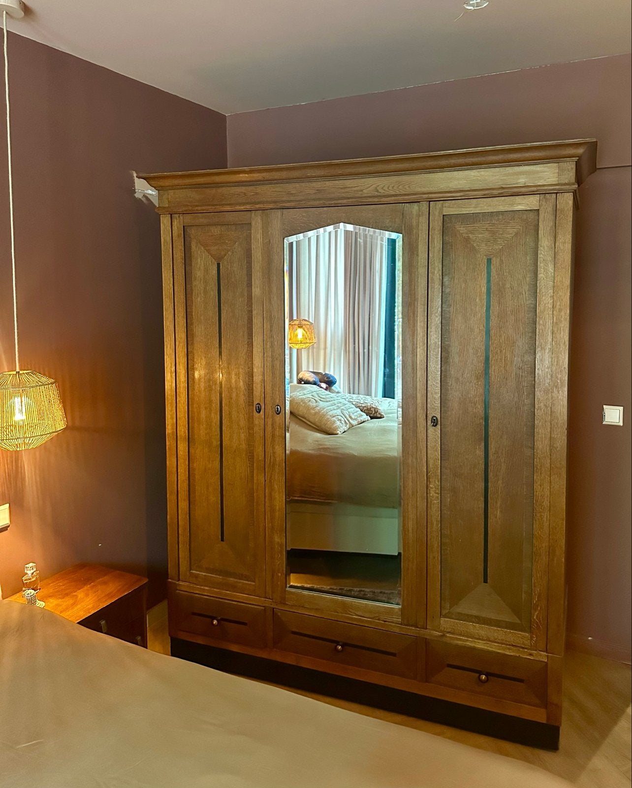 Prachtige antieke massief eiken Art Deco kast jaren 20/30, Ophalen, Gebruikt, 200 cm of meer, 150 tot 200 cm
