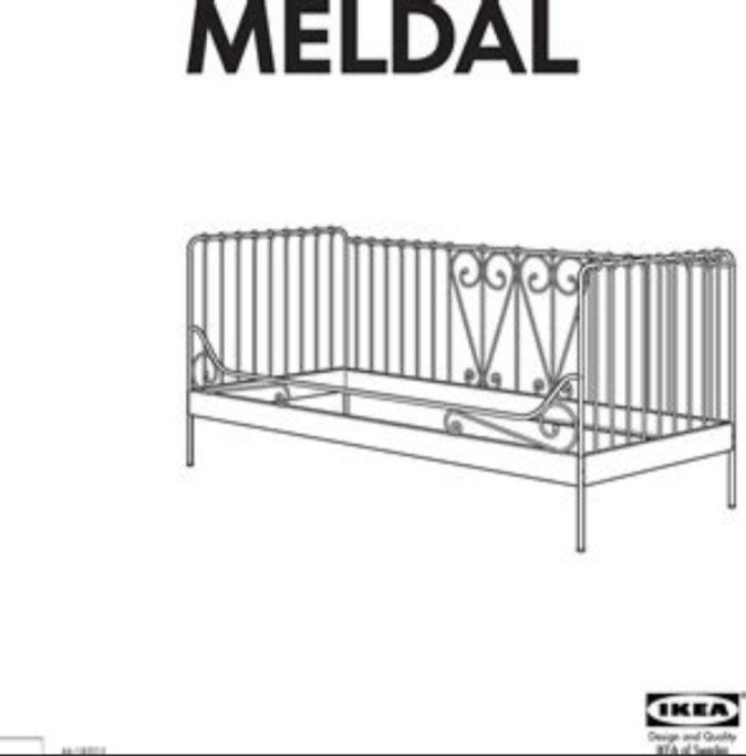 IKEA MELDAL bedframe – zwart metaal – vintage, Gebruikt, 90 cm, Eenpersoons, Zwart
