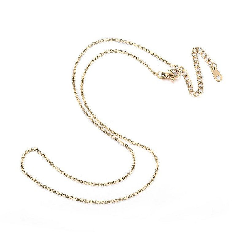 Stainless steel schakelketting goud 2x1.5mm 46+5cm, Overige materialen, Verstelbaar, Verzenden, Nieuw