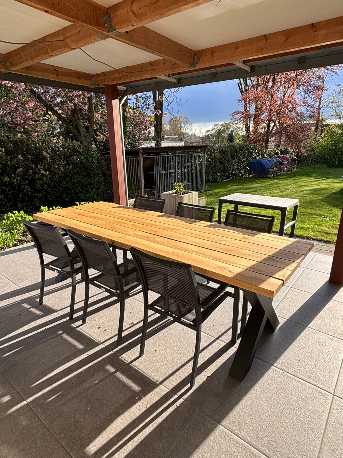 Tuintafel 260cm in massieve eik - nieuw, Tuin en Terras, Tuintafels, Ophalen, Zo goed als nieuw, Rechthoekig, Hout