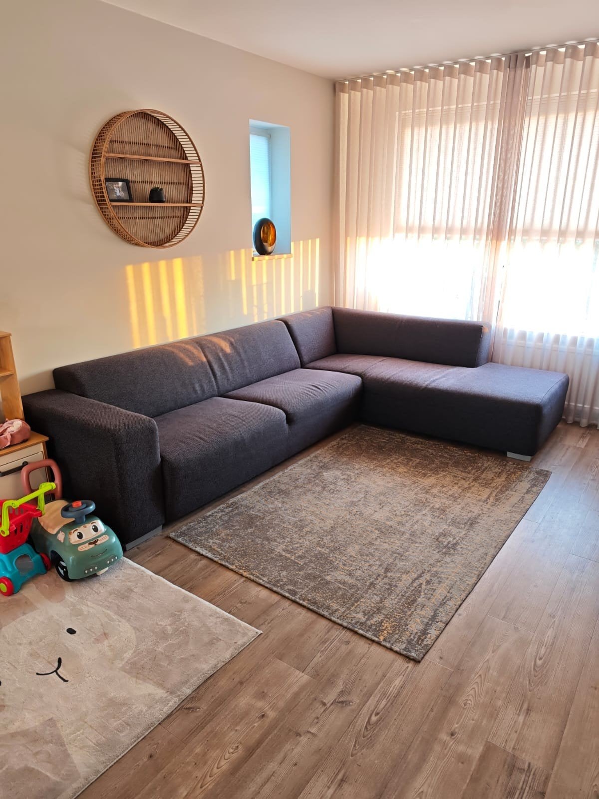 Montel hoekbank antraciet - 300 x 215 cm, Huis en Inrichting, Banken | Bankstellen, Ophalen, Gebruikt, Hoekbank, 300 cm of meer