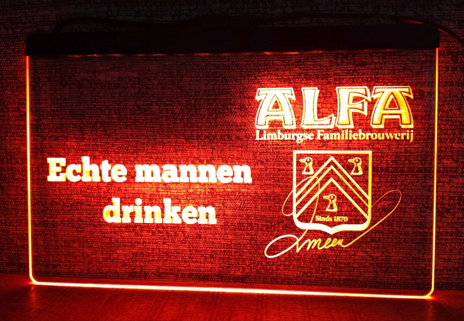 Echte mannen drinken ALFA 3D ledverlichting, lamp, lichtbak, Ophalen of Verzenden, Nieuw, Reclamebord, Plaat of Schild, Overige merken