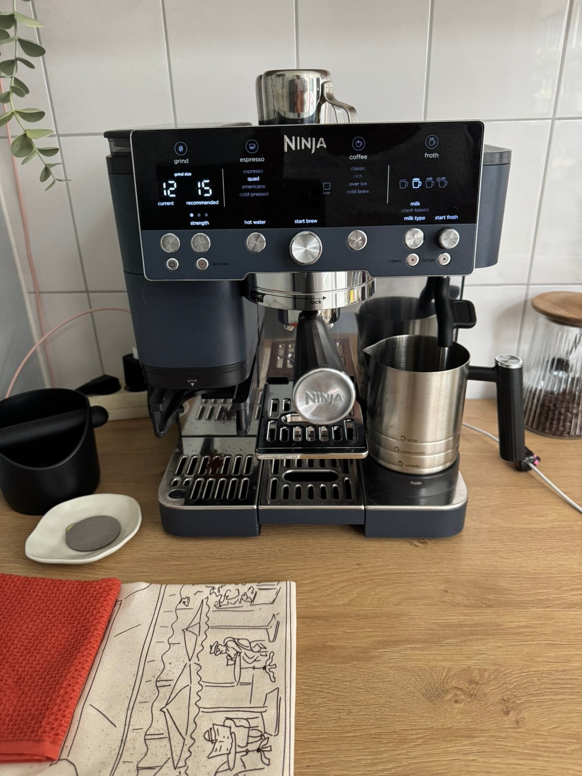Ninja Luxe Café Premier Espresso Machine - Marineblauw, Witgoed en Apparatuur, Ophalen, Espresso apparaat, Koffiebonen, Zo goed als nieuw