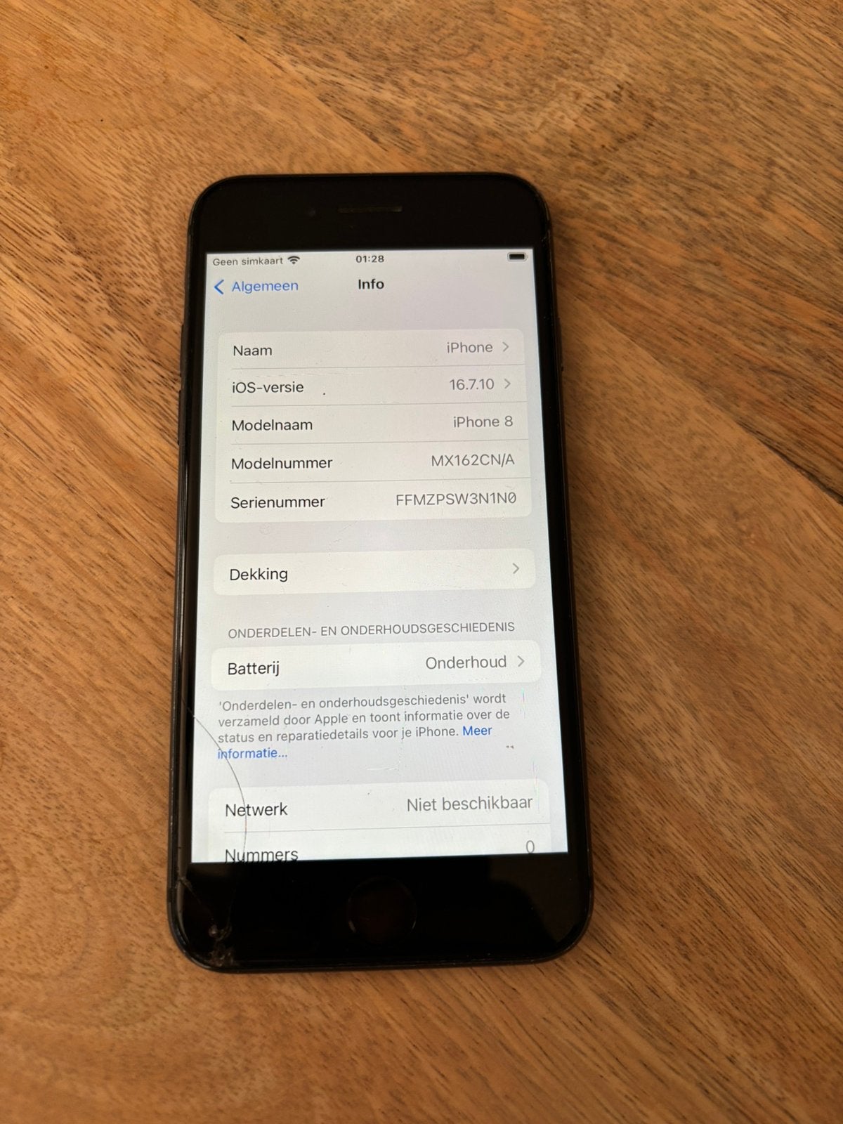 Iphone 8 164GB werkend met schade, Ophalen, 80 %, Gebruikt, Zwart