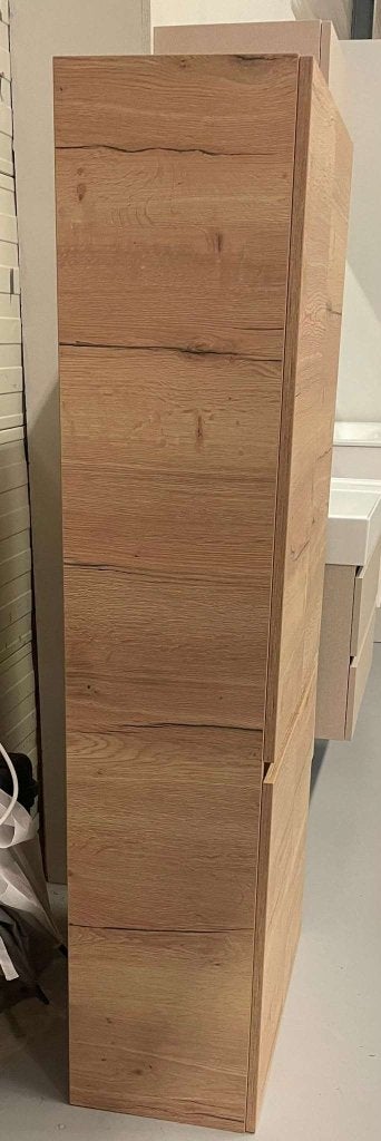 Badkamer Hoge Kast Natuur Eiken 70 x 170 cm – Dubbele Deuren, (Half)hoge kast, Niet ingevuld, Nieuw, 50 tot 100 cm