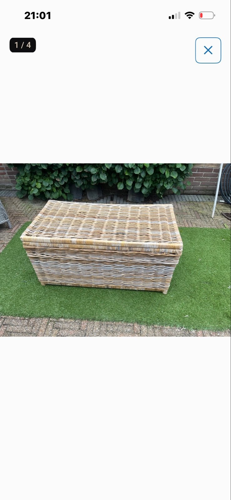 Grote rieten opbergkist / wasmand, Gebruikt, 100 tot 150 cm, Ophalen of Verzenden, 50 tot 75 cm