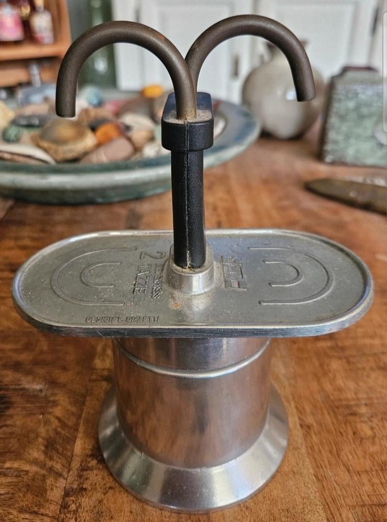 Vintage Bialetti Moka Express 2 Tazze - Italiaans design, Huis en Inrichting, Keuken | Keukenbenodigdheden, Zilver, Ophalen of Verzenden