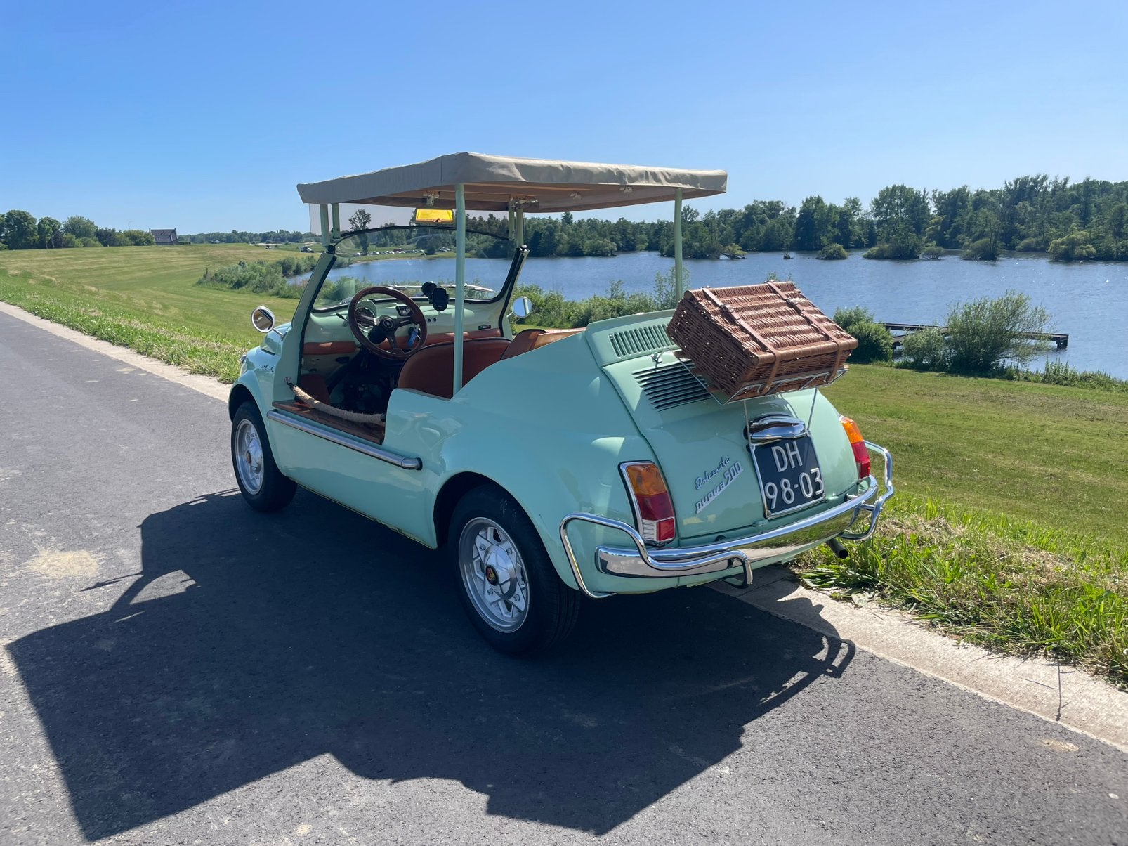 fiat 500 “jolly” in de kleur pistachio 1968 nieuwstaat, Auto's, Achterwielaandrijving, USB, Cabriolet, Bruin