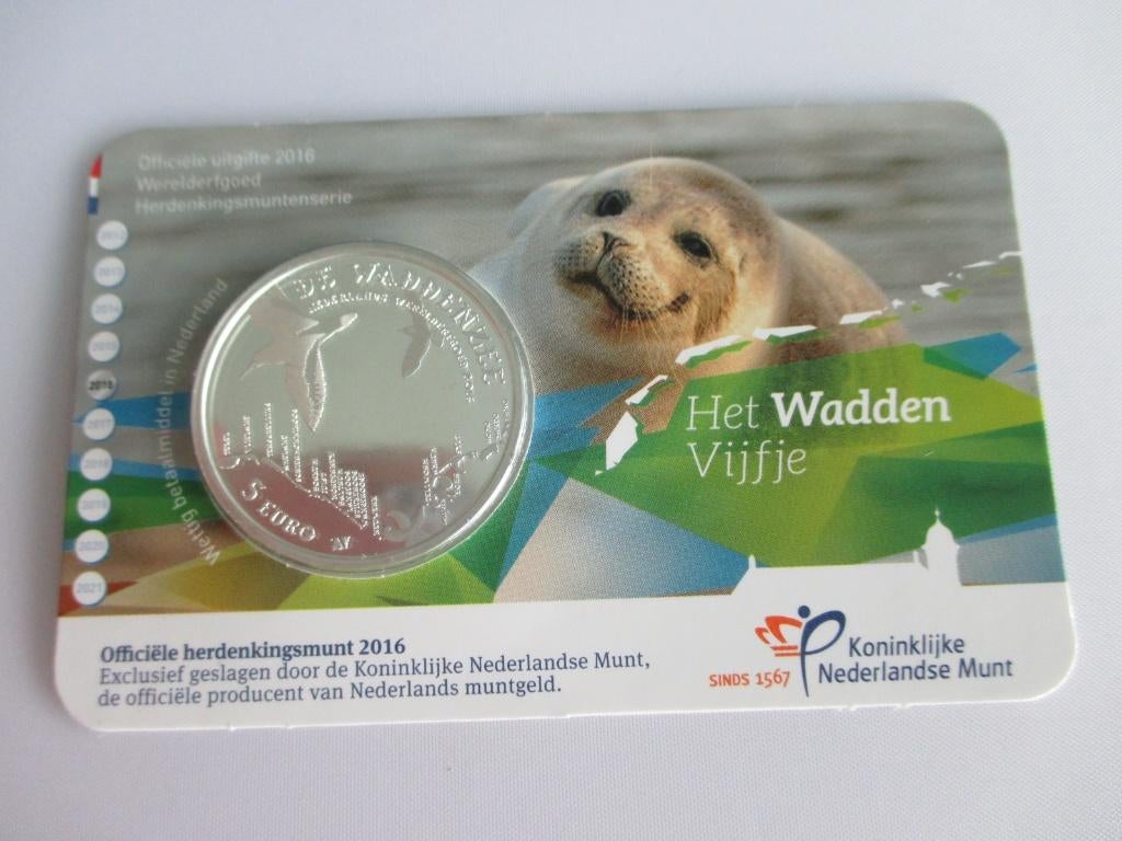 Coincard het Wadden vijfje 2016, Ophalen of Verzenden, Koningin Beatrix, Euro's, Setje