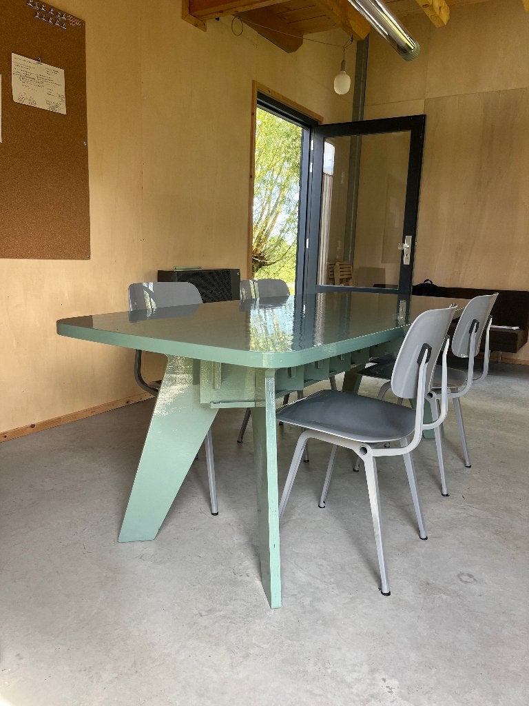 Originele Piet Hein Eek Crisistafel hoogglans groen, Piet Hein Eek vakwerk, 200 cm of meer, Zo goed als nieuw, Vijf personen of meer