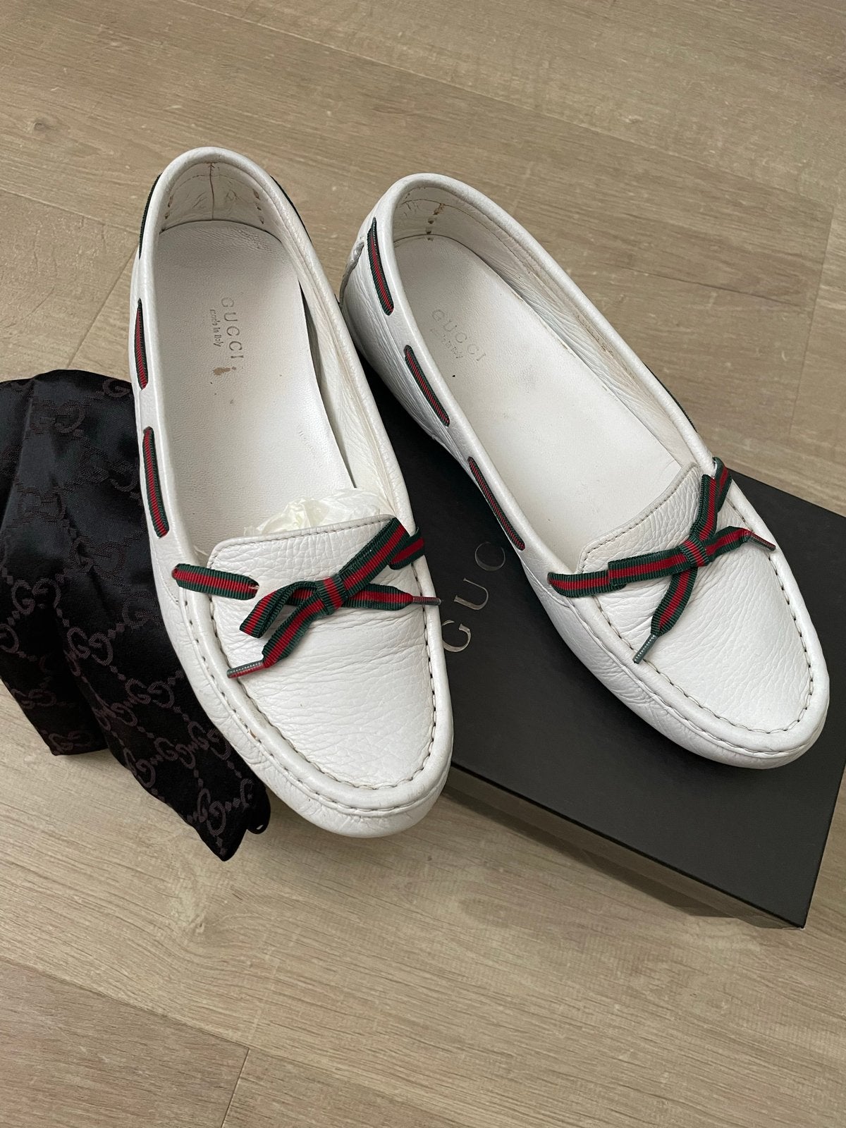 Gucci Moccasins Dames Maat 38 - Wit Leer, Kleding | Dames, Schoenen, Ophalen of Verzenden, Gedragen, Wit, Espadrilles of Moccasins