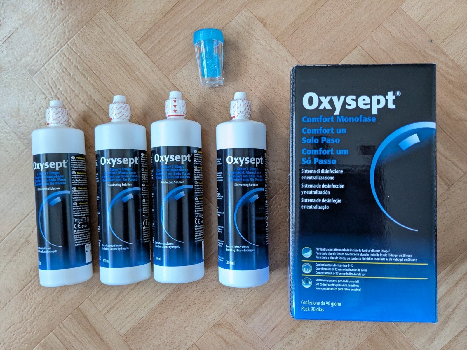 4 flessen Oxysept 1 Step peroxide lenzenvloeistof, Ophalen, Nieuw, Ogen, Reiniging