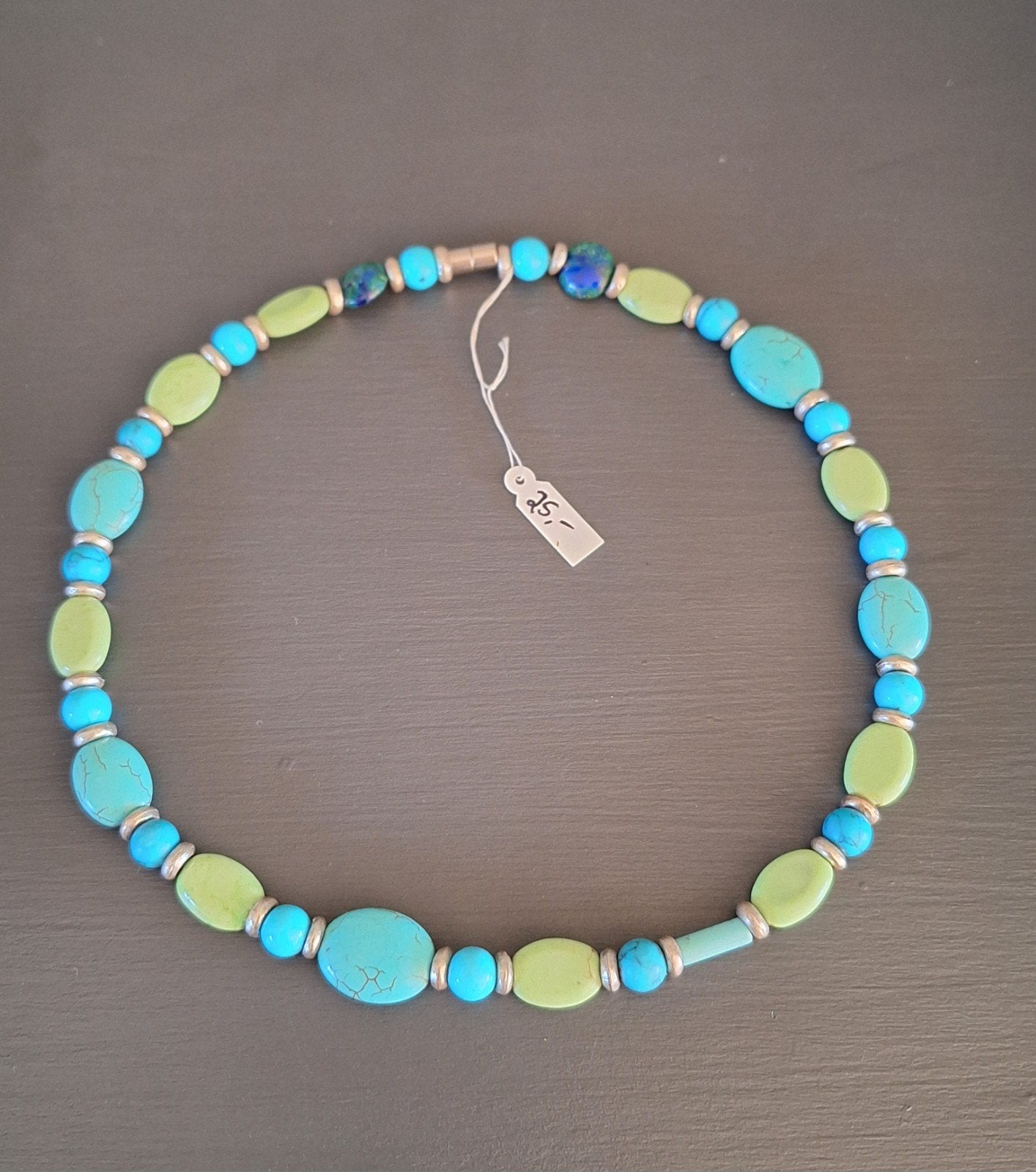 Nieuwe groen met blauwe turquoise kralen ketting, Sieraden, Tassen en Uiterlijk, Kettingen, Ophalen of Verzenden, Nieuw, Overige kleuren