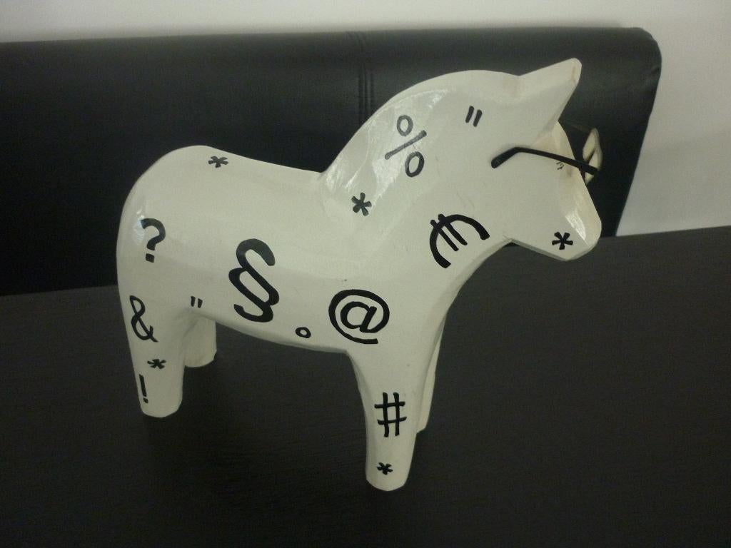 Houten paard / Ikea paardje / Dala beeldje / zwart wit, Verzamelen, Ophalen of Verzenden, Zo goed als nieuw, Dier