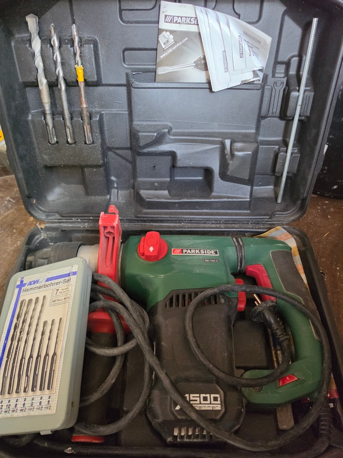 Parkside PBH 1500 A1 Boorhamer met accessoires, 600 watt of meer, Boor- en/of Breekhamer, Variabele snelheid, Ophalen of Verzenden