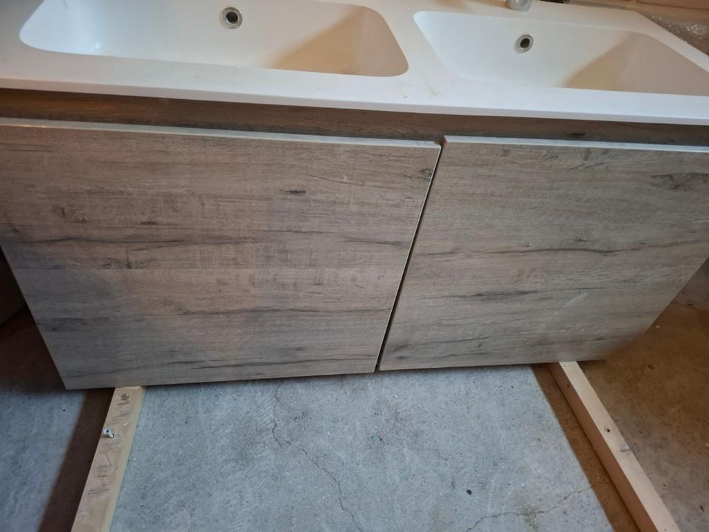 Detremmerie dubbele wastafel nolimit houtstructuur, Ophalen of Verzenden, Wastafel