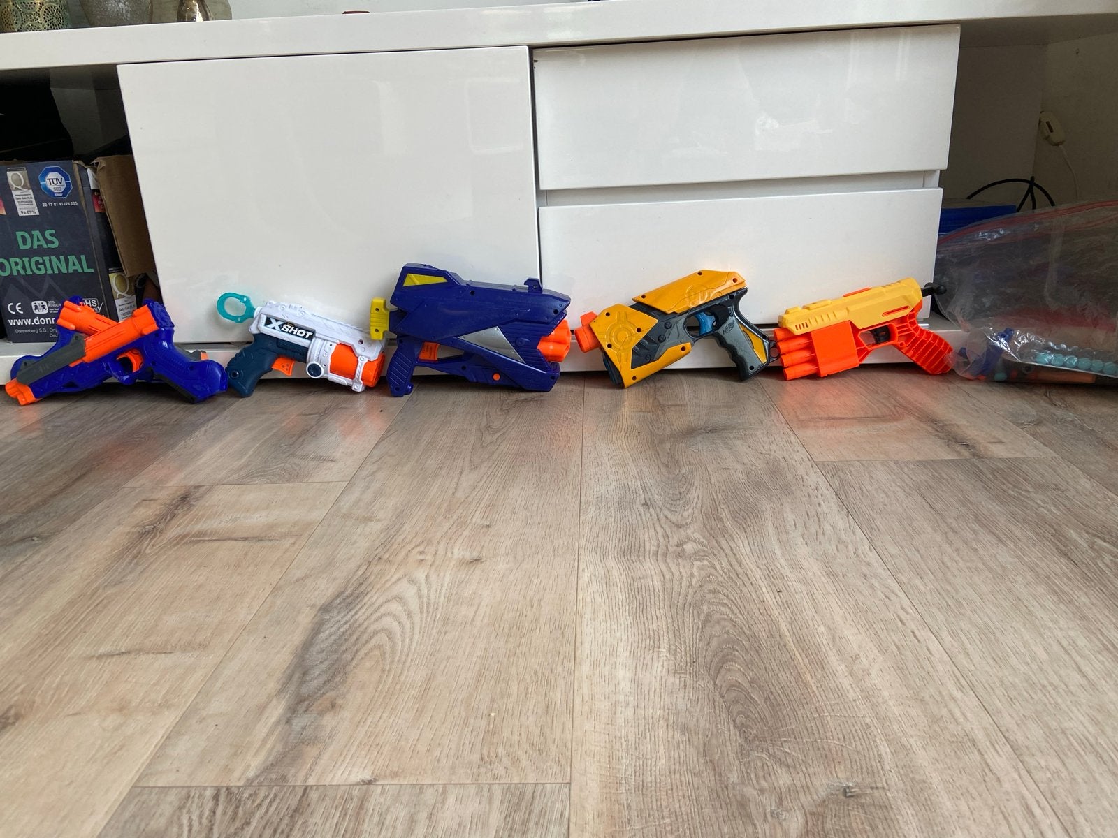 Nerf & X-Shot set - 5 blasters + zak met pijltjes, Ophalen of Verzenden, Gebruikt, Jongen of Meisje