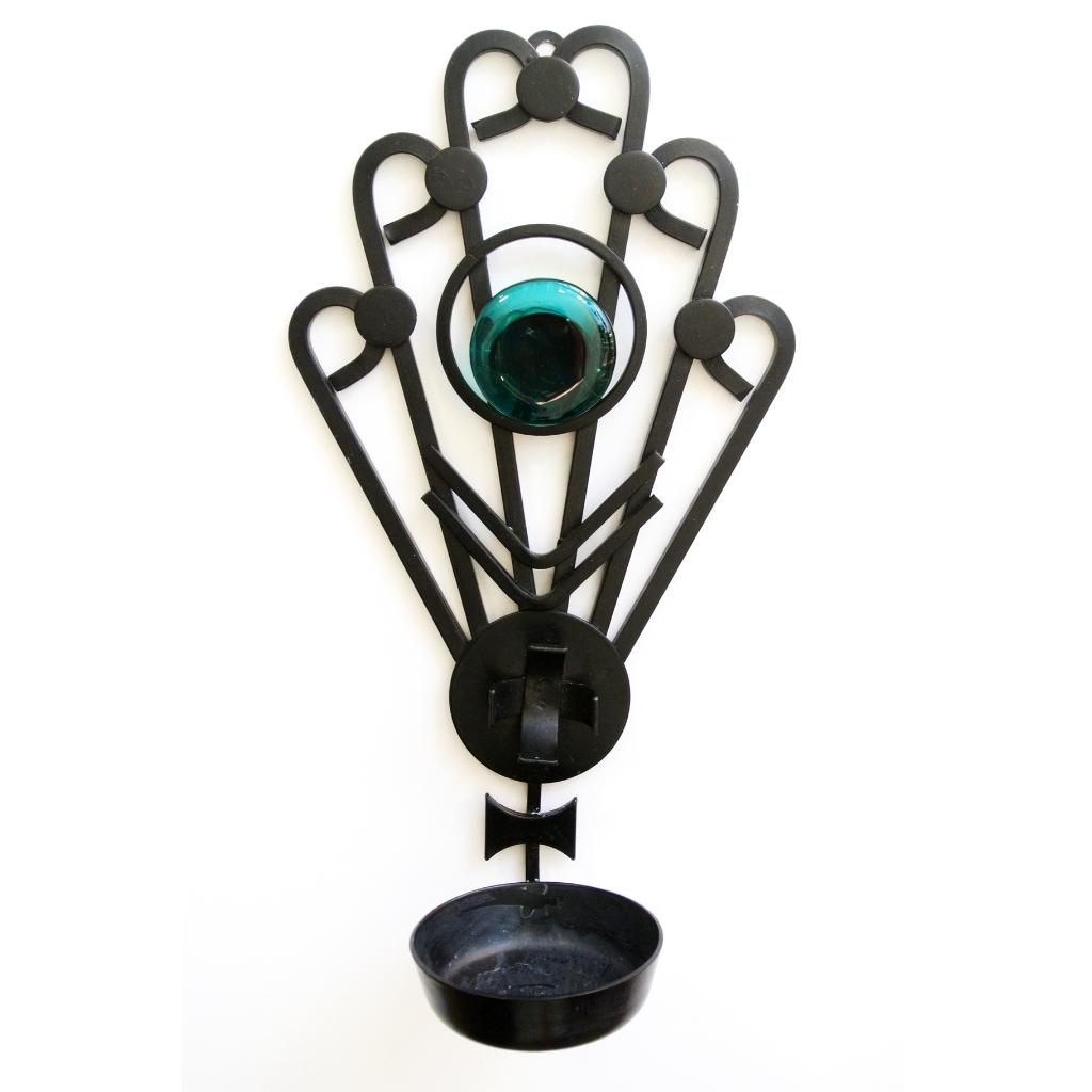 Dantoft vintage design wand KANDELAAR Brutalist Denmark MCM, Gebruikt, Ophalen of Verzenden, Metaal, Blauw