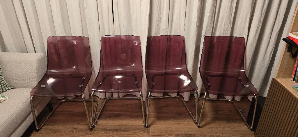 4x IKEA Tobias Stoelen – Transparant/Chroom – Setprijs, Ophalen, Gebruikt, Overige kleuren, Vier