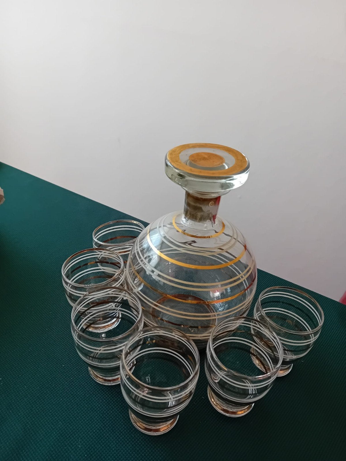Karaf met 6 glazen, likeurset jaren 60, Antiek en Kunst, Antiek | Glas en Kristal, Ophalen