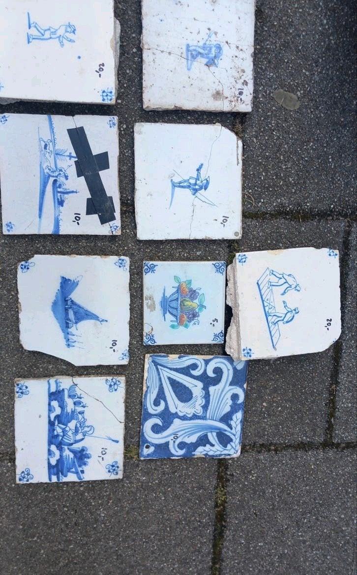 Antieke Delfts Blauwe Tegels - Diverse Scènes, Ophalen of Verzenden